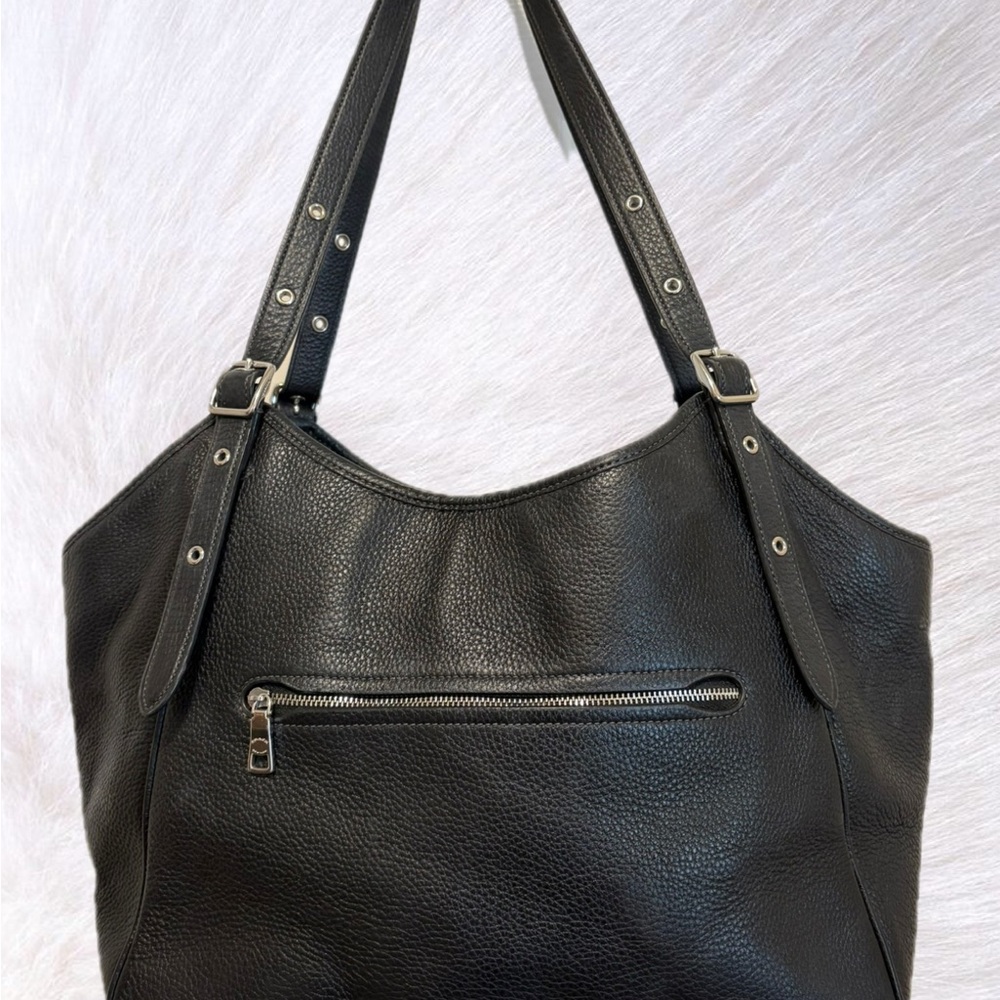 Coach Black Pebbled Leather Shoulder Bag with Silver Hardware - Picture 2 of 7